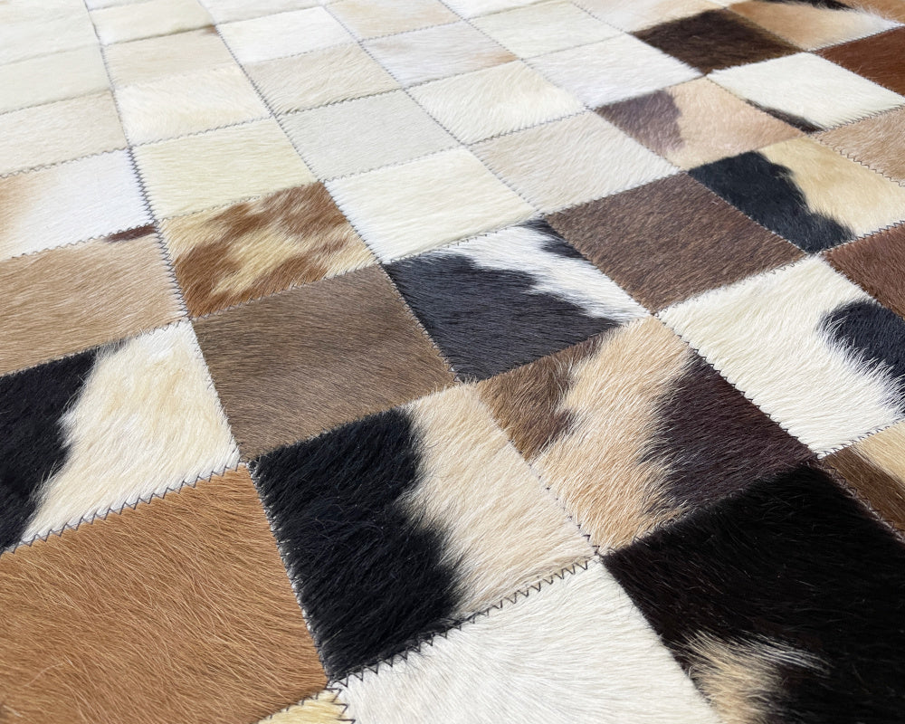 HANDMADE 100% Natural COWHIDE RUG | Patchwork Cowhide Area Rug | Real Cowhide Hallway Runner | Hair on Leather Cowhide Carpet | PR211