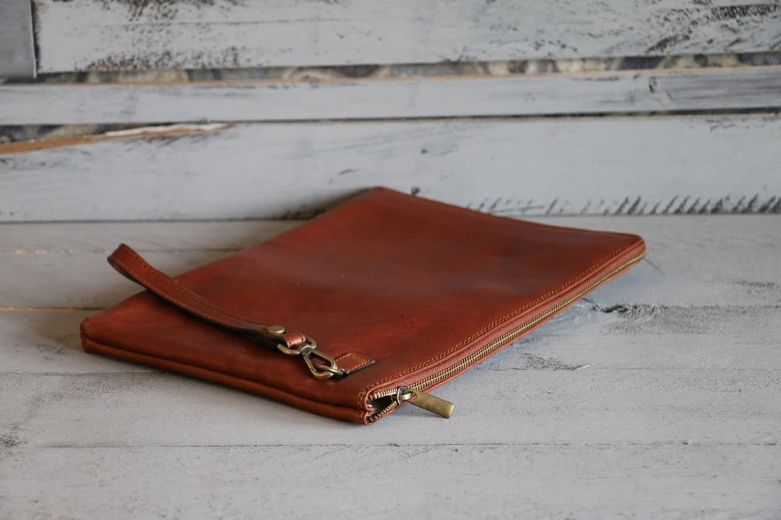 GENUINE Leather File Bag | Leather Office File Cover | Document Folder / Portfolio Cover / Organizer - Tablet Case