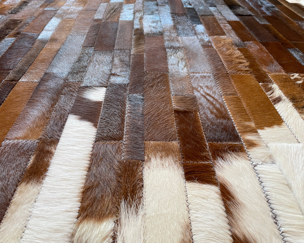 HANDMADE 100% Natural COWHIDE RUG | Patchwork Cowhide Area Rug | Real Cowhide Hallway Runner | Hair on Leather Cowhide Carpet | PR209