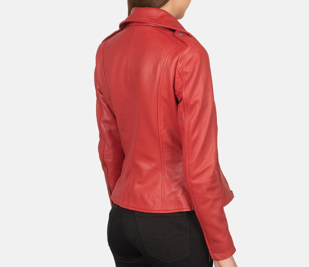 Bold & Stylish Women's Leather Biker Jacket with Notched Lapel Collar – Chic Moto Racer Jacket for Girls - a Modern, Edgy Look