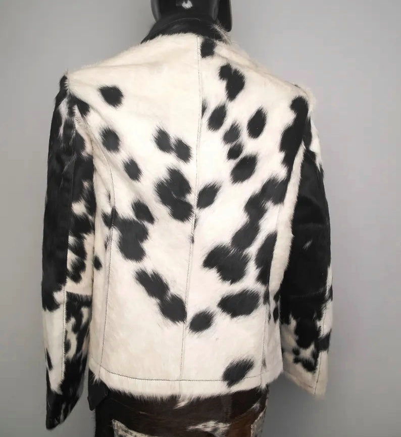 Women's Hair-on Leather Jacket – Chic Moto Racer Biker Jacket for Girls - Unique Hair Leather Colors