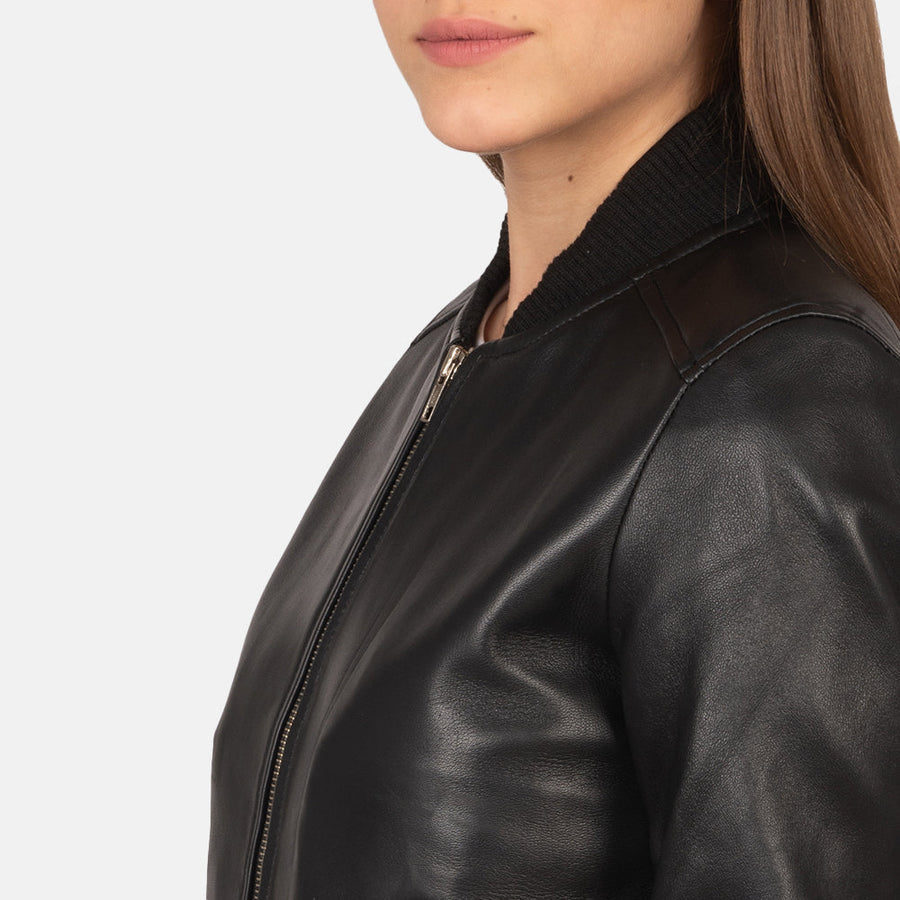 Sheepskin Genuine Leather Bomber Jacket For Women
