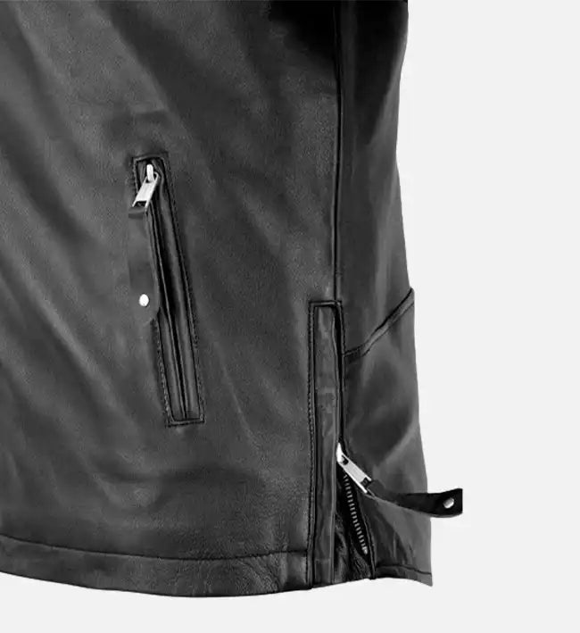 Men’s Sheepskin Slim Fit Leather Jacket – Black & White with Streamlined Design