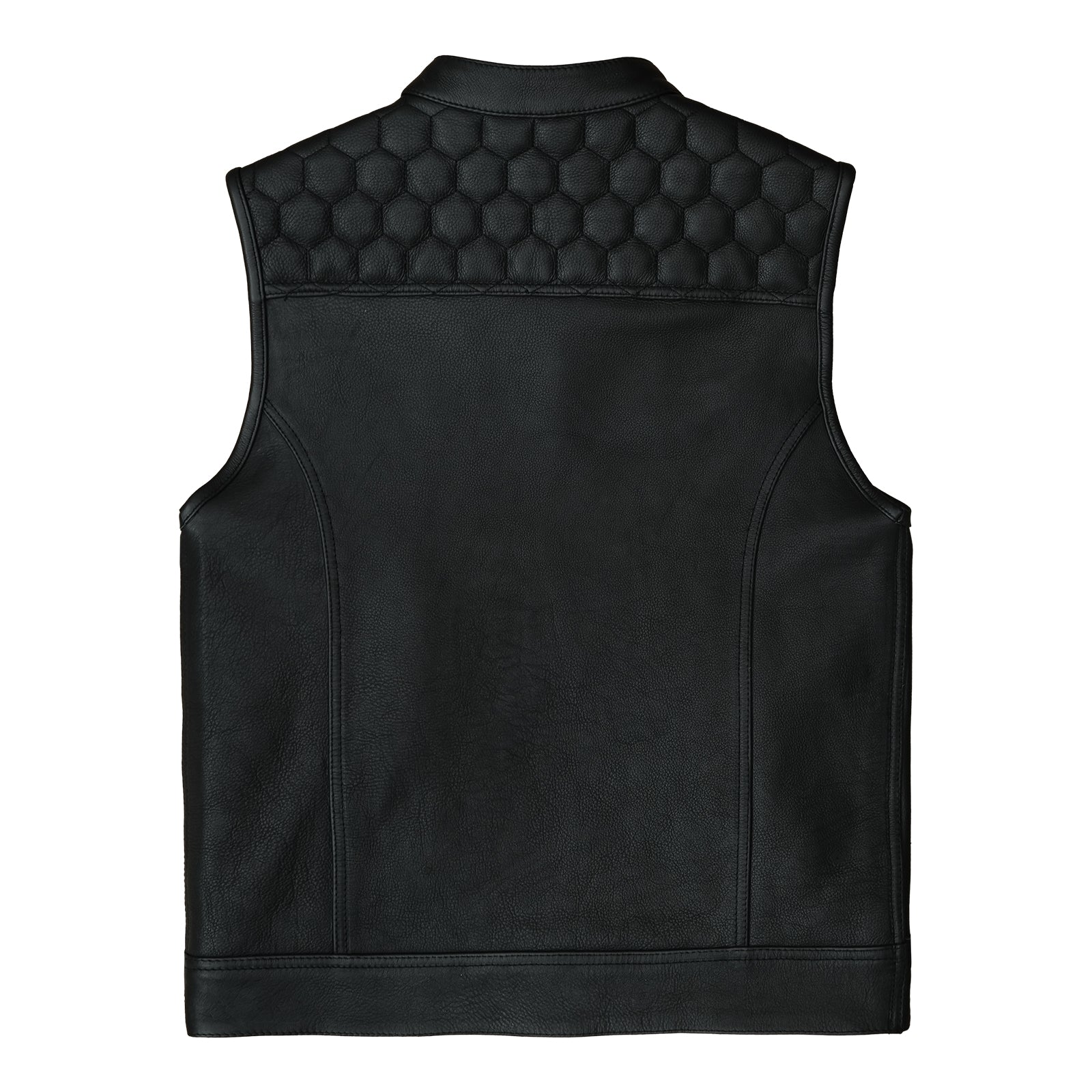 Real Leather Biker Vest - Classic Leather Moto V-Shape Neck Waistcoat - Stylish Casual Fit for all occasions and seasons