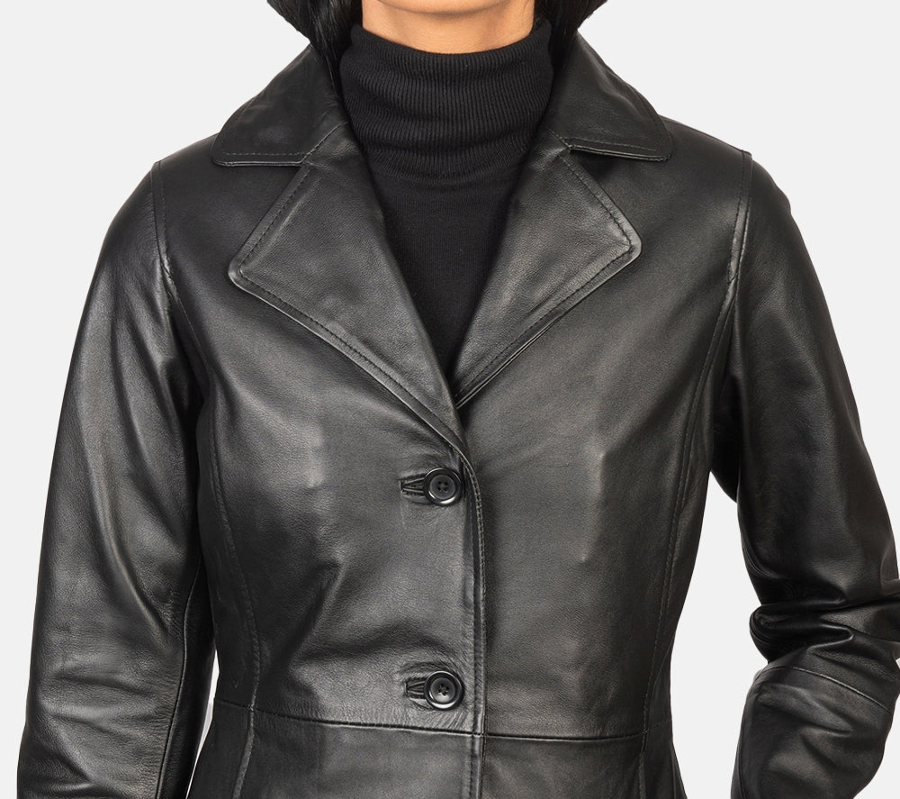 Women's Genuine Leather Long Coat - Leather Trench for Girls - Luxury Leather Duster Coat