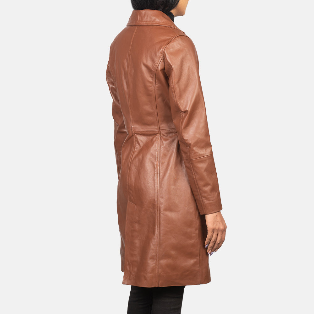 Women's Genuine Leather Long Coat - Leather Trench for Girls - Luxury Leather Duster Coat