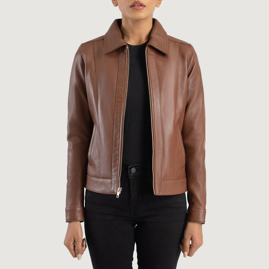 Women’s Sheepskin Classic Collar Leather Jacket