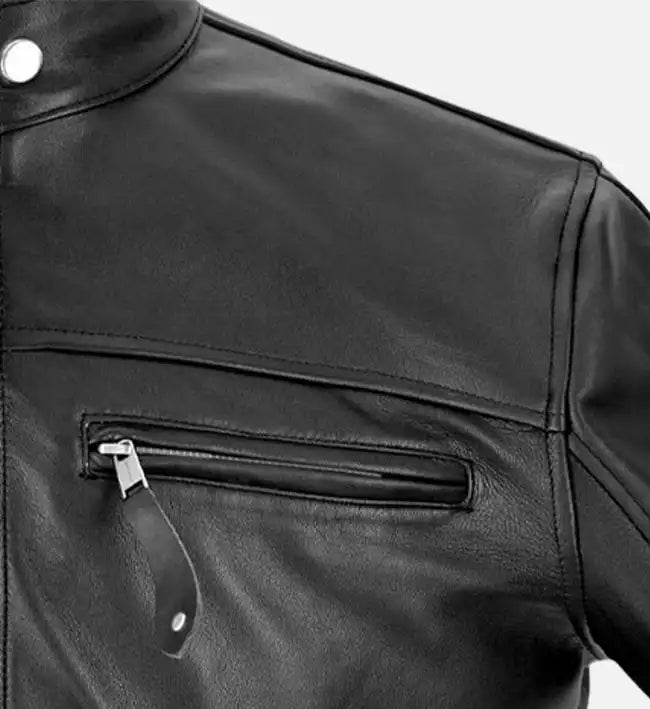 Men’s Sheepskin Slim Fit Leather Jacket – Black & White with Streamlined Design