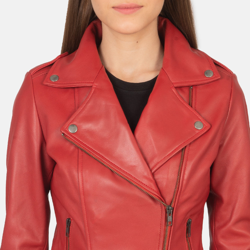 Bold & Stylish Women's Leather Biker Jacket with Notched Lapel Collar – Chic Moto Racer Jacket for Girls - a Modern, Edgy Look