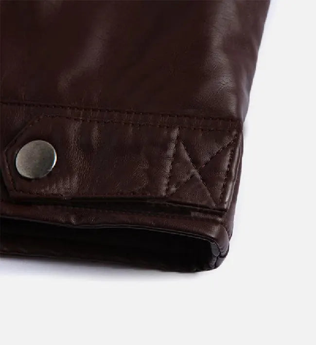 Men’s Sheepskin Premium Dark Brown Leather Café Racer Jacket
