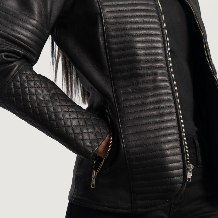 Women’s Sheepskin Premium Quilted Leather Jacket – Sleek Design