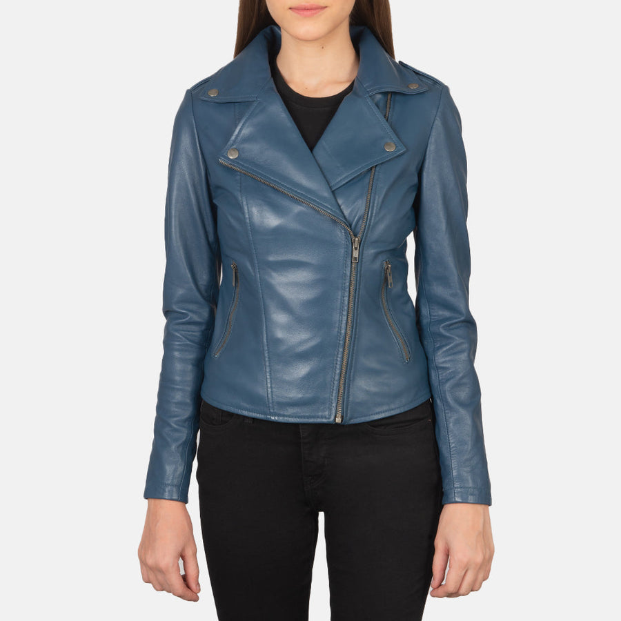 Women’s Sheepskin Leather Biker Jacket with Epaulettes