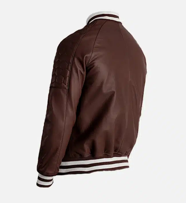 Men’s Sheepskin Plain Leather Varsity Biker Jacket