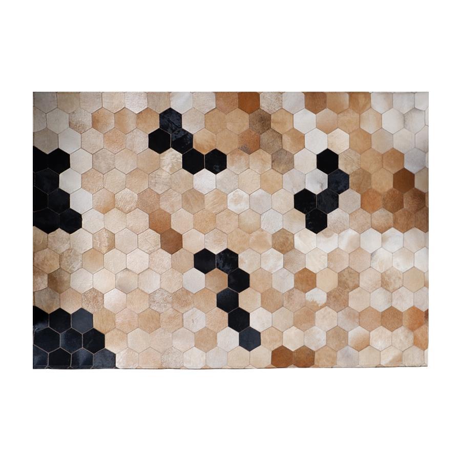 Premium Cowhide Patchwork Rectangle Rug – Handcrafted Natural Design