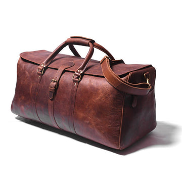 Handcrafted Buffalo Leather Weekender Bag– Carry-On Travel Duffle