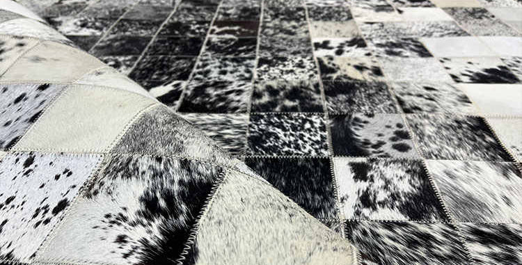 Premium Hair-On Cowhide Leather Patchwork Rectangle Carpet/Rug