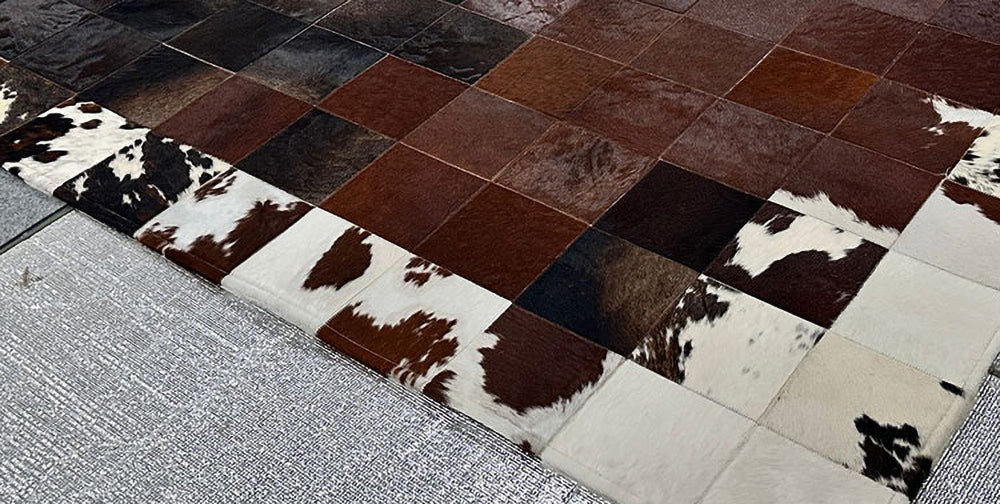 Luxurious Handmade Cowhide Leather Patchwork Rectangle Rug/Carpet