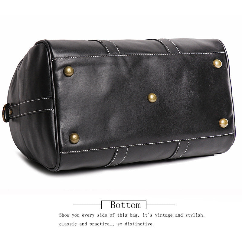 Genuine Crazy Horse Leather Duffle Bag | Vintage Weekender Travel Bag for Men & Women