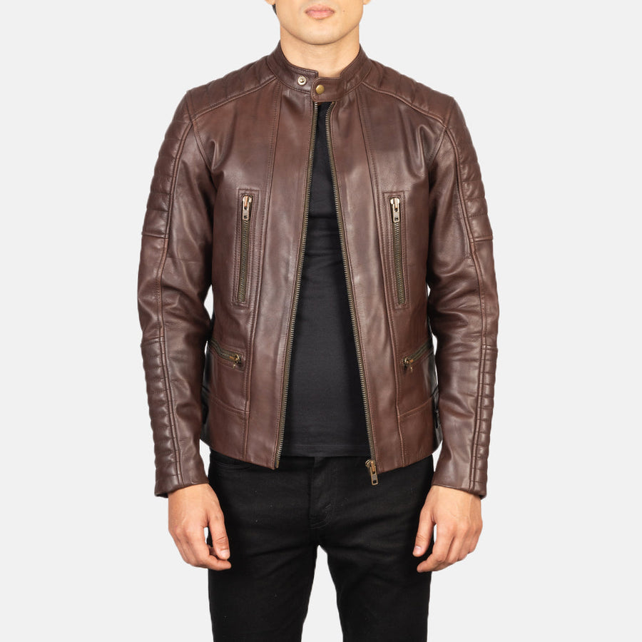 Men’s Black Semi-Aniline Cowhide Leather Rider Jacket