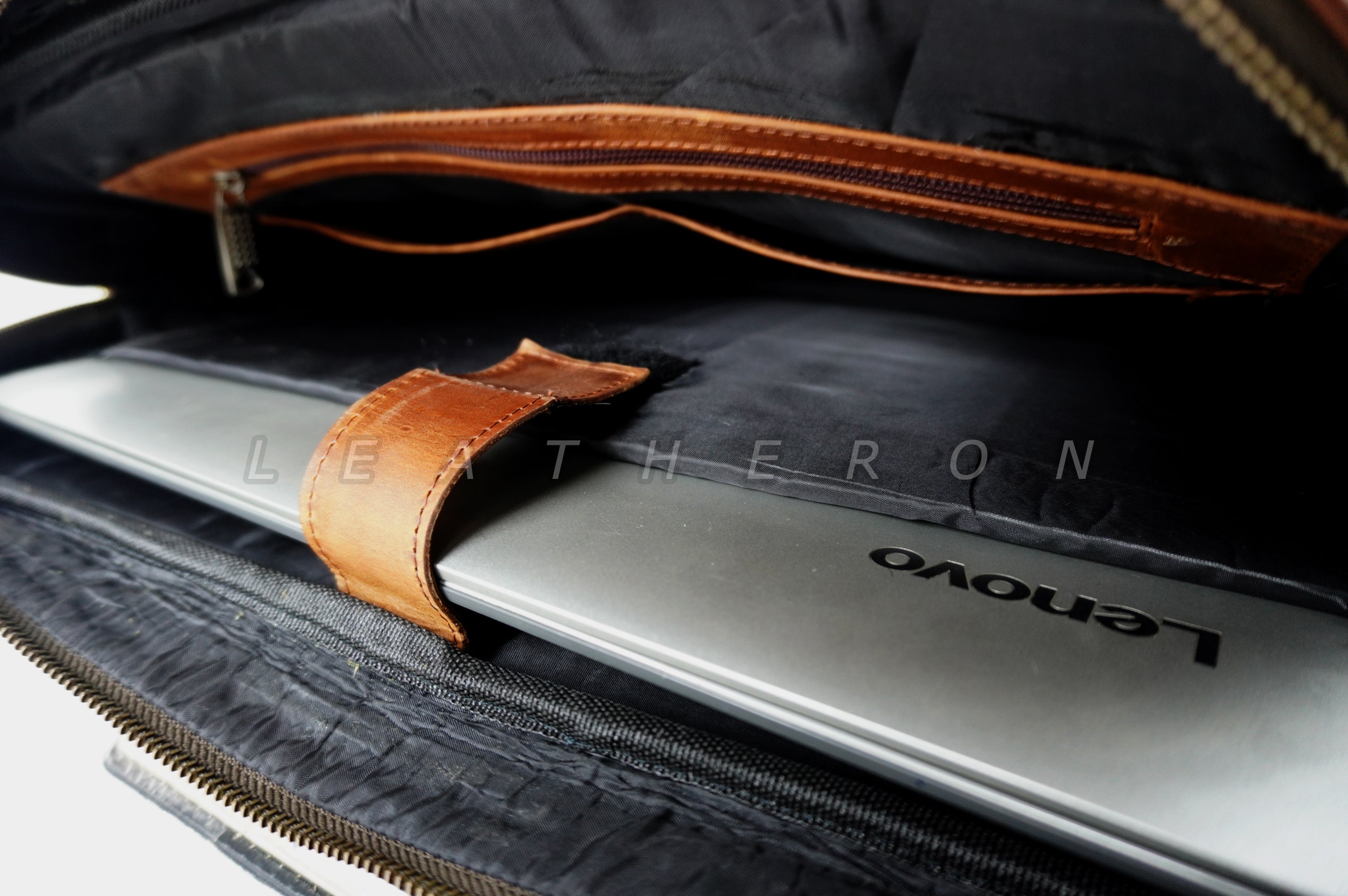 Genuine Suede Leather Laptop Bag with Slim and Smart Design