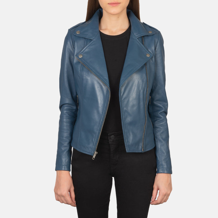 Women’s Sheepskin Leather Biker Jacket with Epaulettes