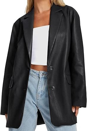 Women Winter Leather Coat - Premium Genuine Leather Trench Coat Jacket, Long Sleeve - Oversized Outfits Fashion for Girls