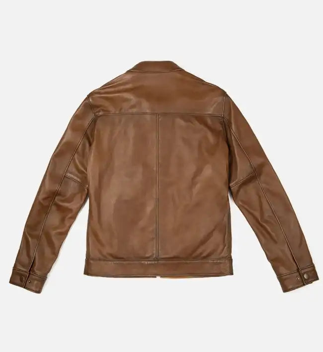 Men's Sheepskin Vintage Brown & Walnut Brown Leather Biker Jacket