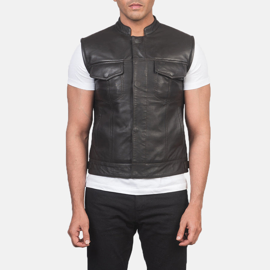 Men’s Sheepskin Leather Vest – Multicolor, Zipper with Button Flap