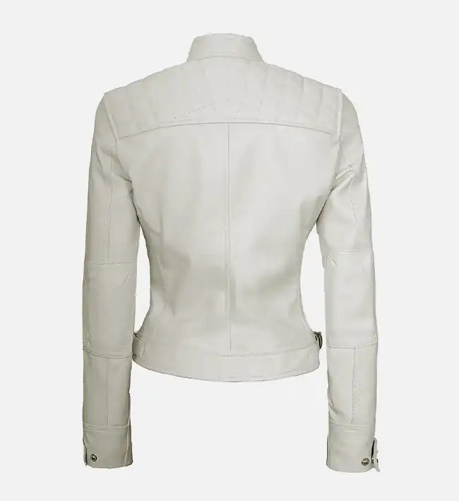Women’s Signature Sheepskin Diamond Café Racer Leather Jacket