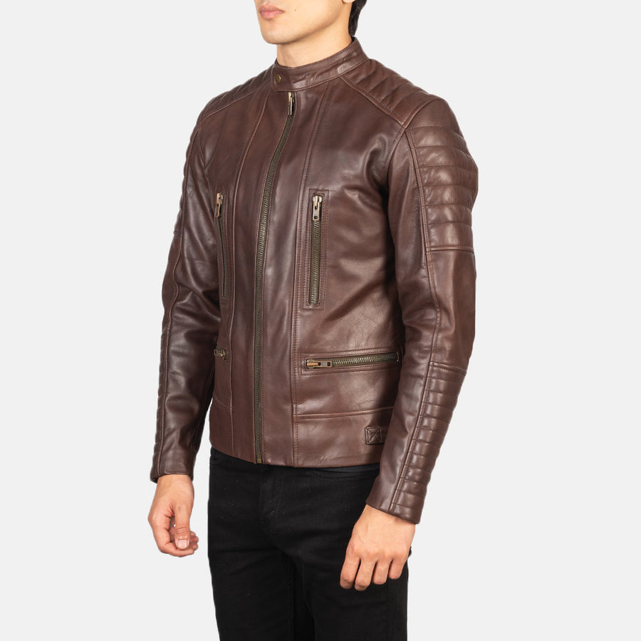Men’s Black Semi-Aniline Cowhide Leather Rider Jacket