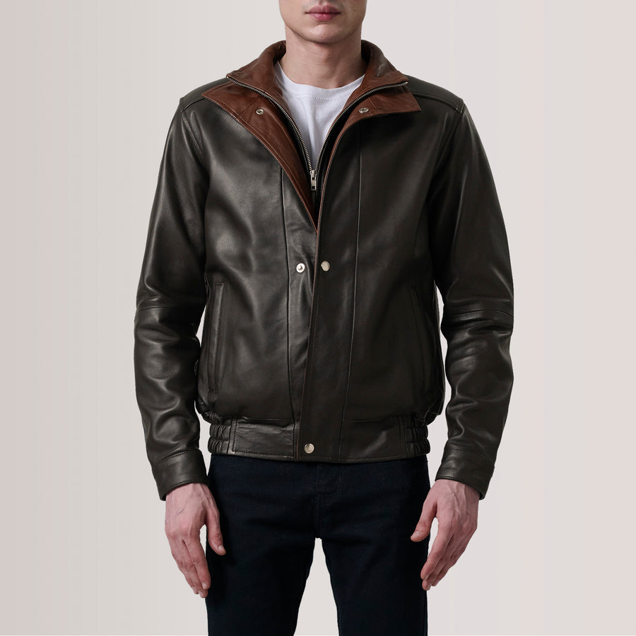 Men’s Stylish Sheepskin Leather Biker Jacket with Quilted Polyester Lining