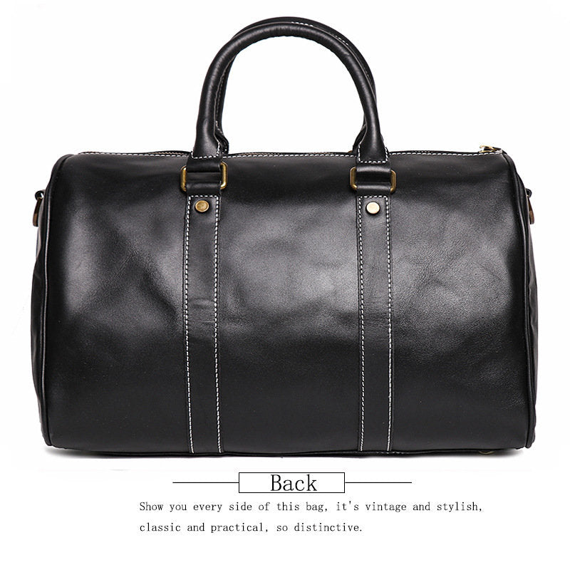 Genuine Crazy Horse Leather Duffle Bag | Vintage Weekender Travel Bag for Men & Women