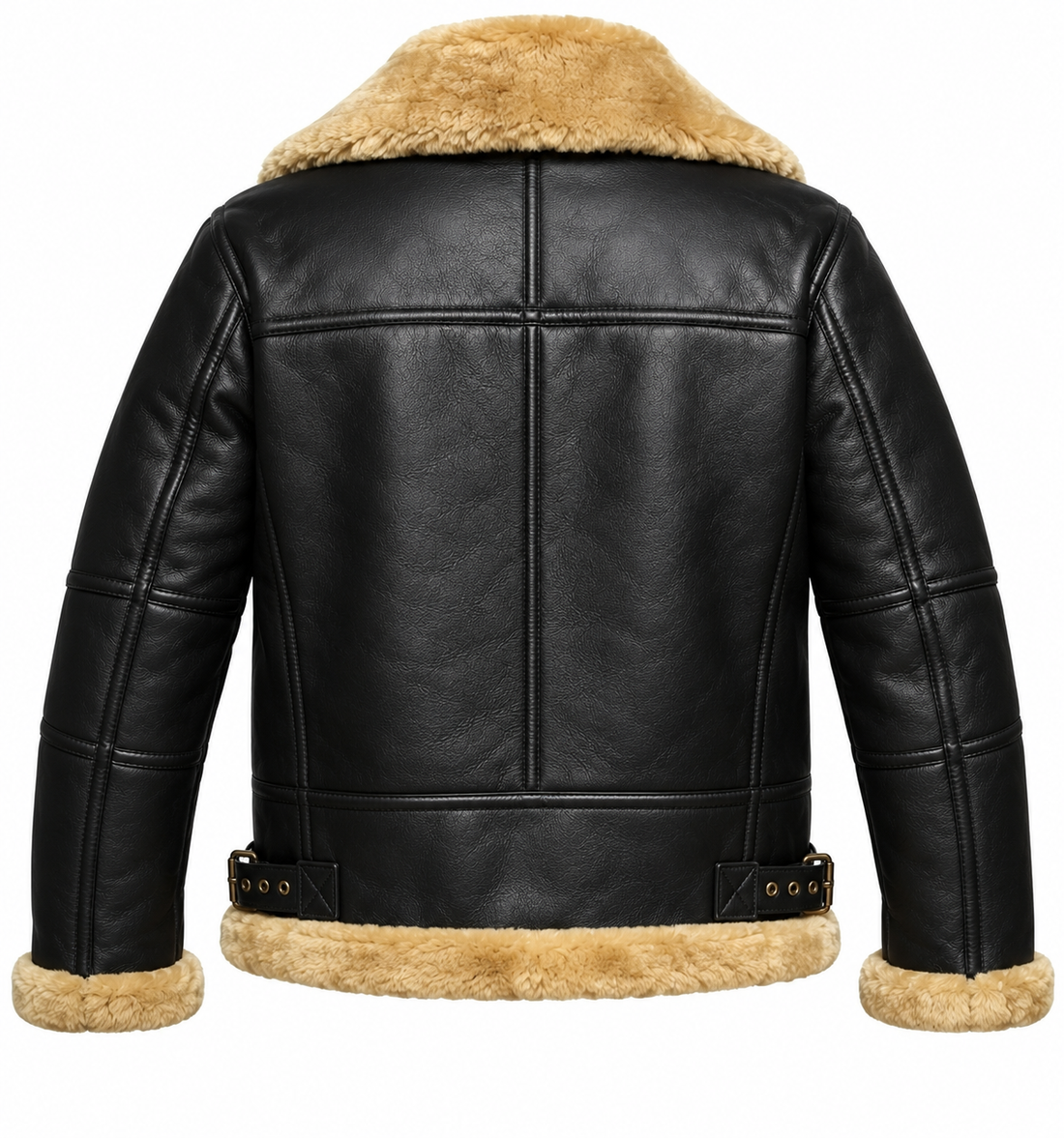 Front view of the Men's Classic Aviator Bomber Jacket with Fur Collar Zip.