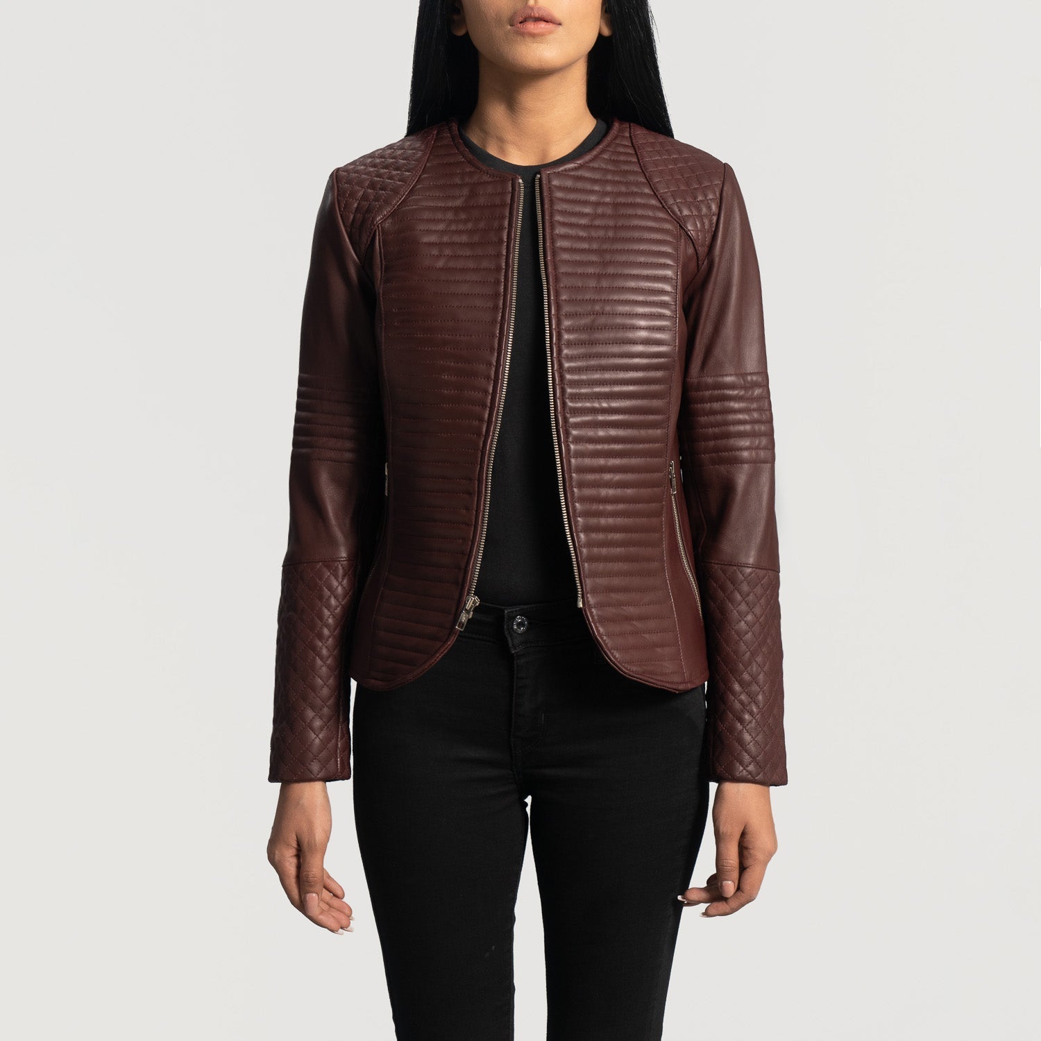 Women’s Sheepskin Premium Quilted Leather Jacket – Sleek Design