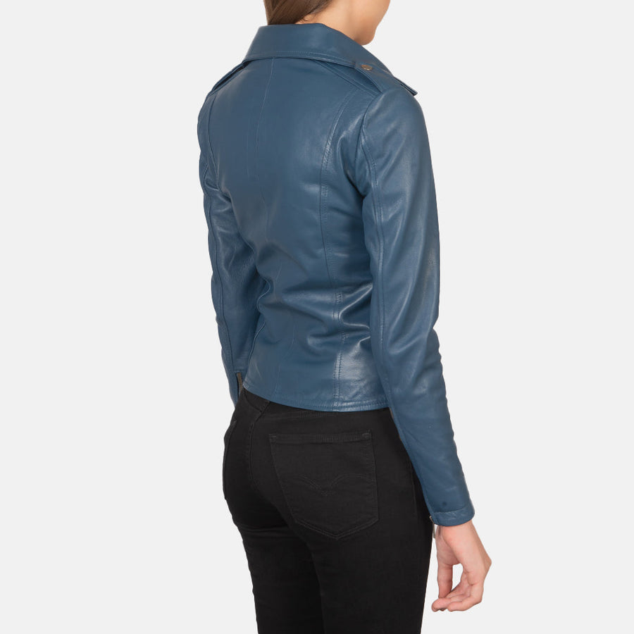 Women’s Sheepskin Leather Biker Jacket with Epaulettes