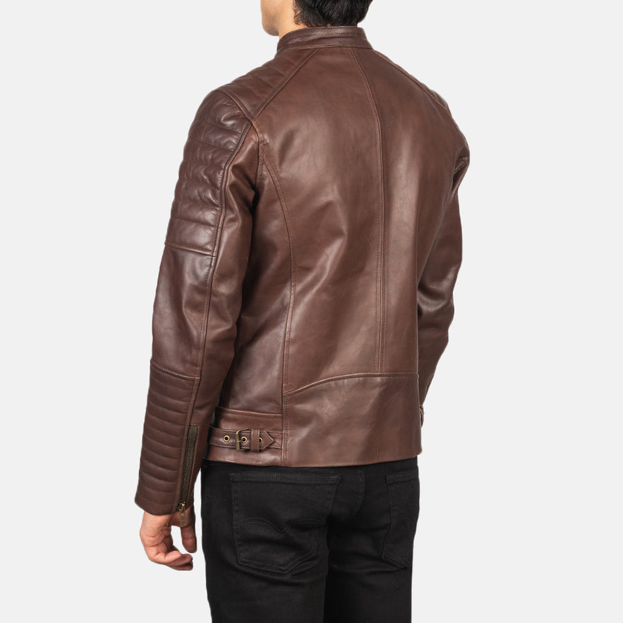 Men’s Black Semi-Aniline Cowhide Leather Rider Jacket