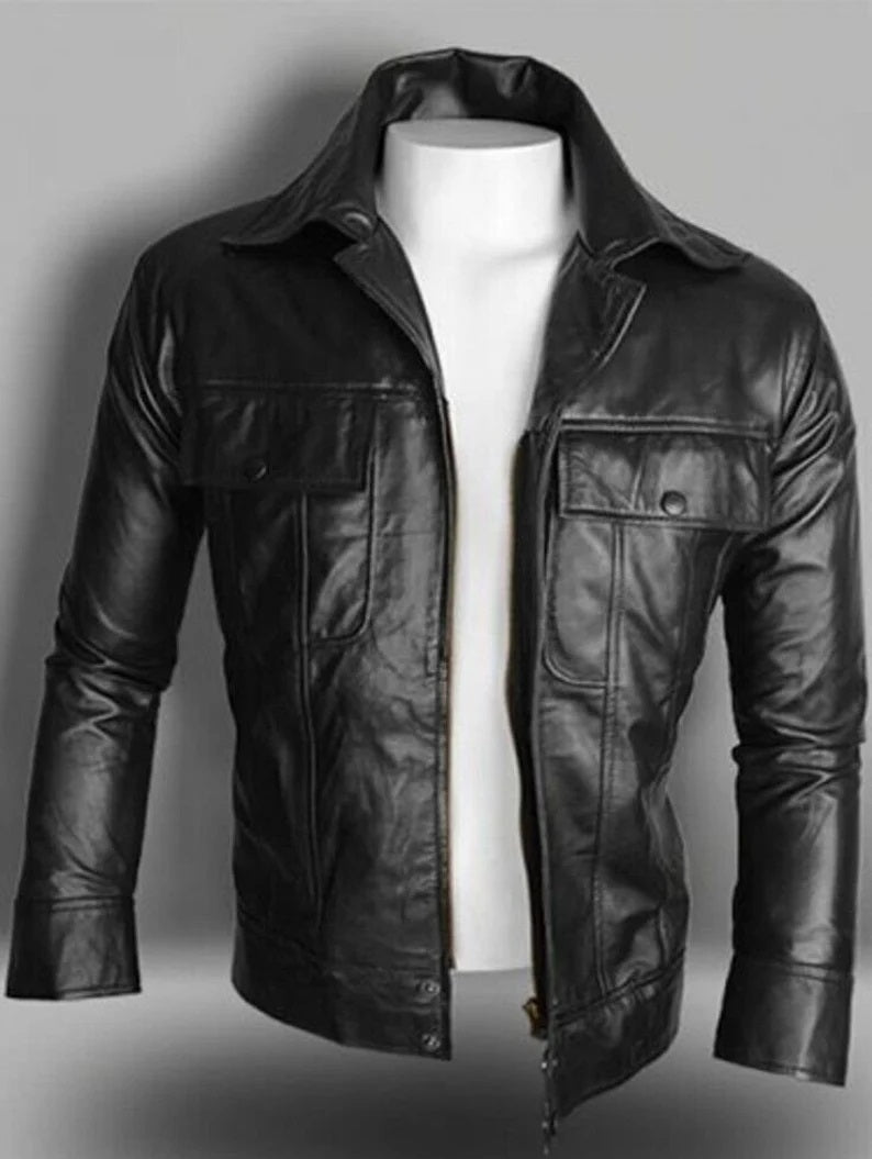 Men's Genuine Leather Moto Jacket - Classic Biker Design, 100% Real Lambskin Leather, Durable & Timeless, Luxury Fashion