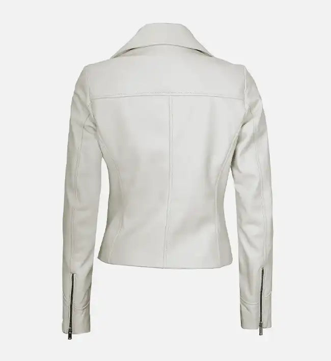 Women’s Signature Sheepskin Leather Biker Jacket – Green, Pink & White