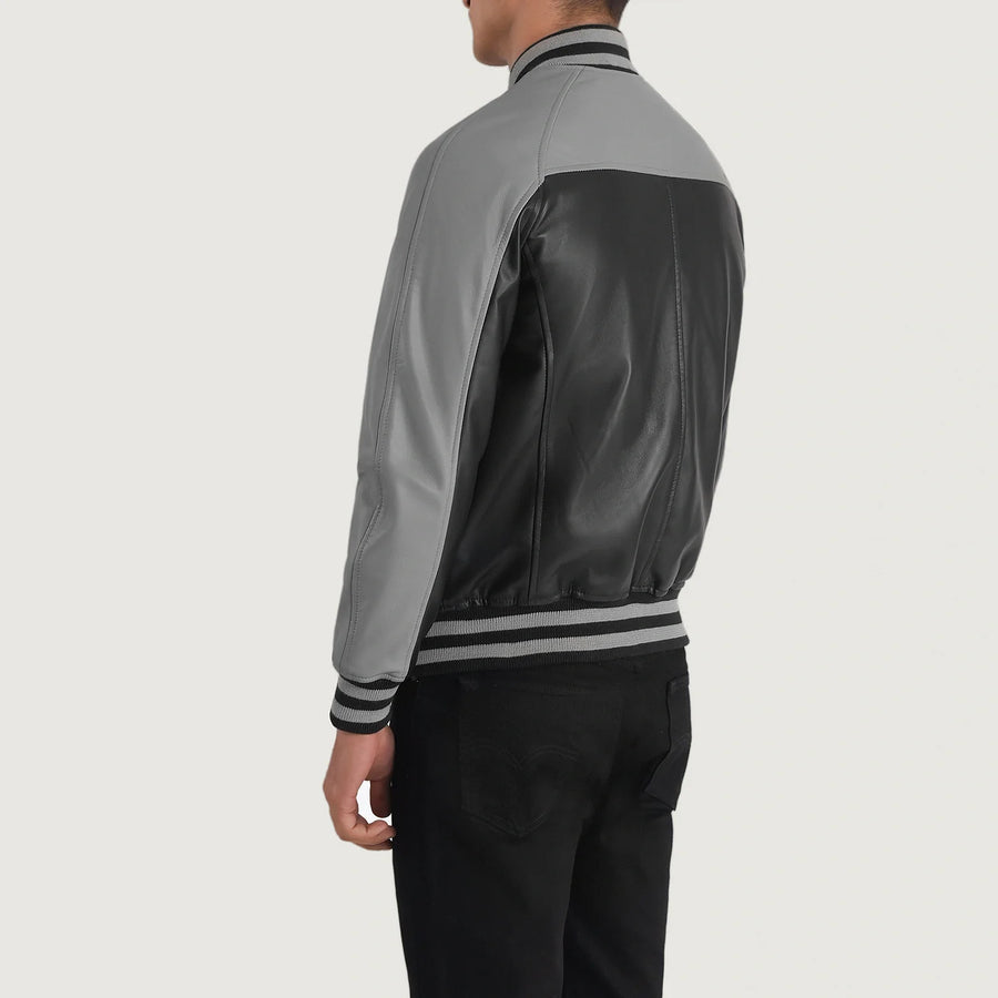 Men’s Semi-Aniline Sheepskin Leather Varsity Jacket with Raglan Sleeves