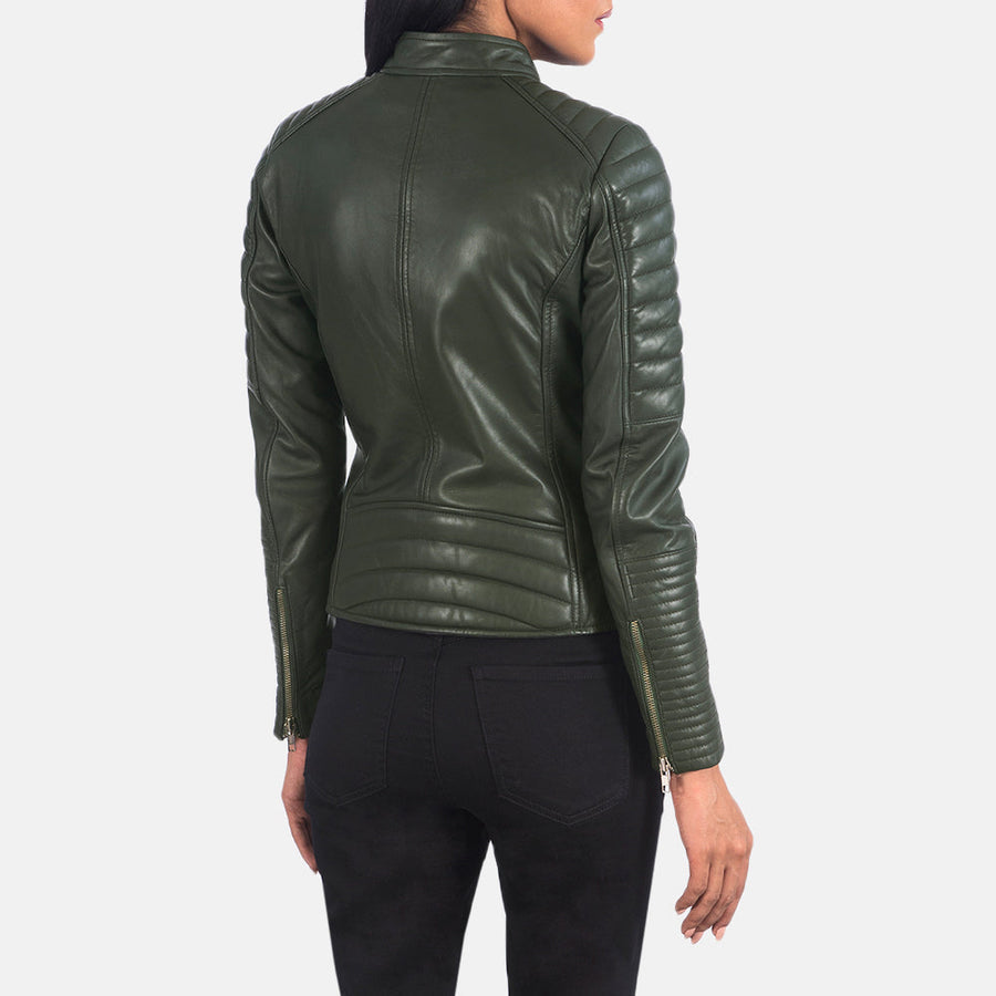 Sheepskin Genuine Leather Biker Jacket With Band Collar