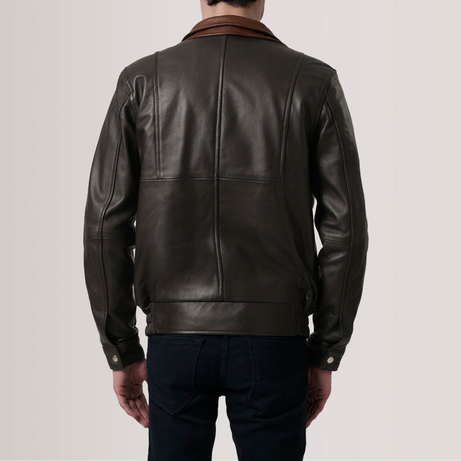 Men’s Stylish Sheepskin Leather Biker Jacket with Quilted Polyester Lining