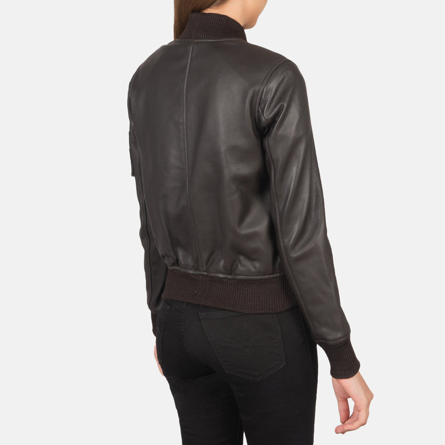 Genuine Sheepskin Leather Bomber Jacket For Women