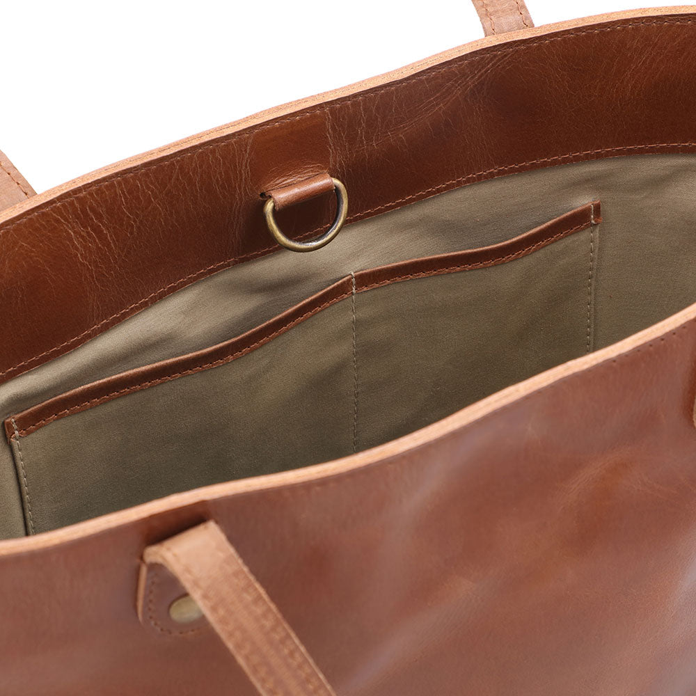 Handcrafted Leather Tote Bag | Vintage Tan Leather Shoulder Bag