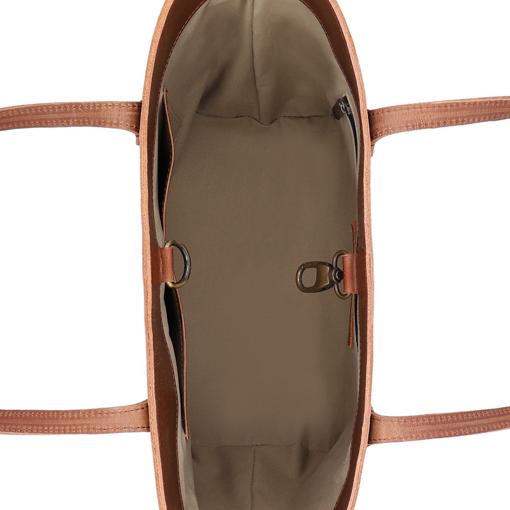 Handcrafted Leather Tote Bag | Vintage Tan Leather Shoulder Bag
