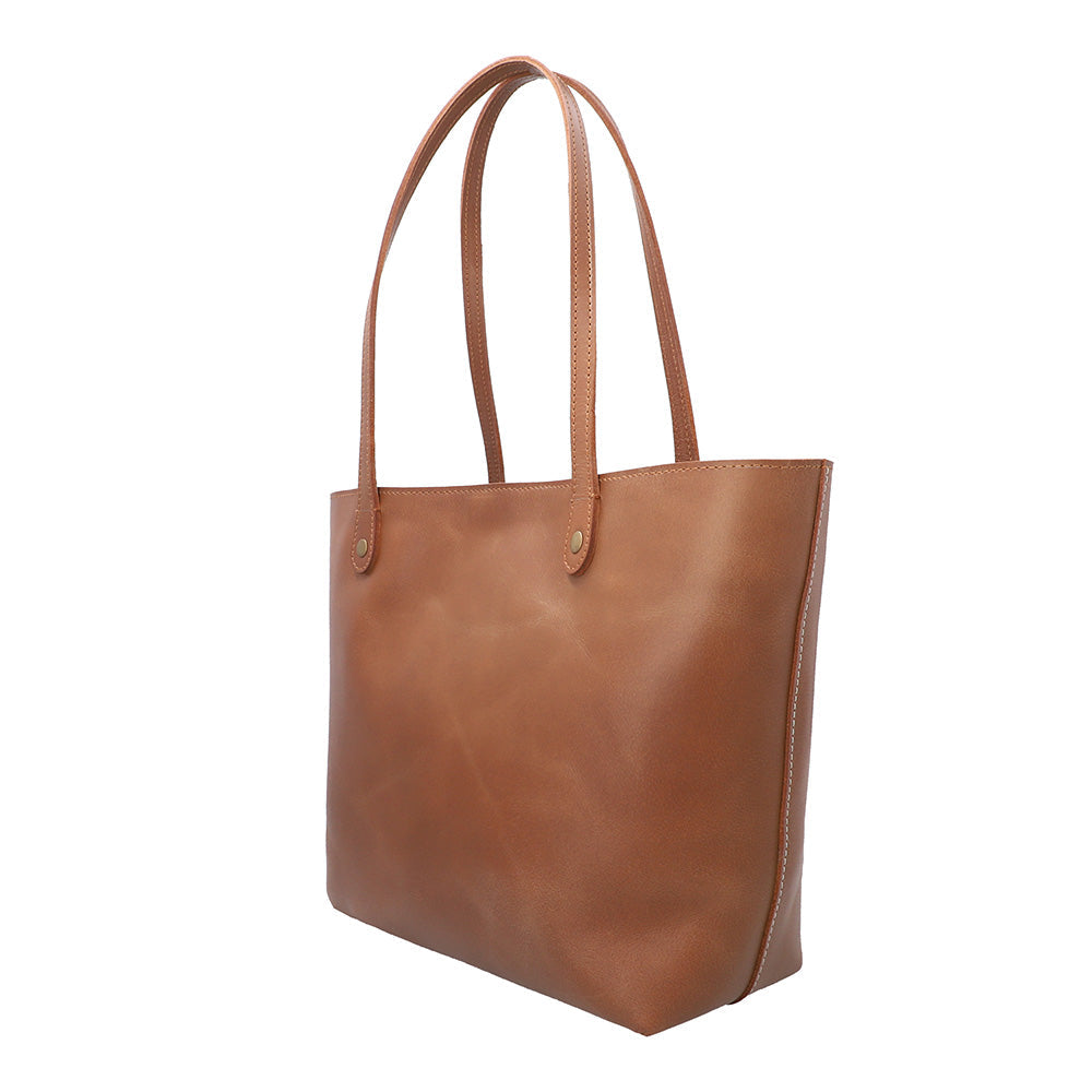 Handcrafted Leather Tote Bag | Vintage Tan Leather Shoulder Bag