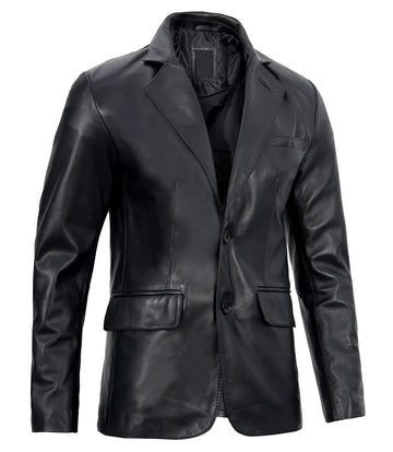 Men's Real Leather Blazer Jacket - Motorcycle Biker Genuine Leather Blazer Jacket