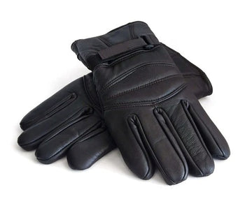 Men's Real Leather Winter Gloves - Sheep Leather Black Biker Gloves - Moto Stylish Gloves