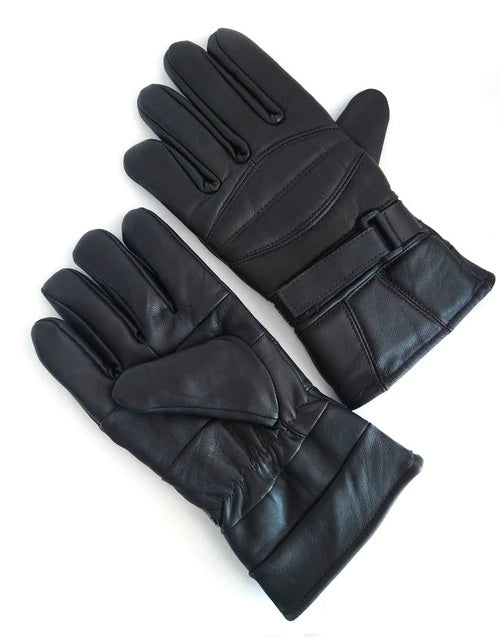 Men's Real Leather Winter Gloves - Sheep Leather Black Biker Gloves - Moto Stylish Gloves