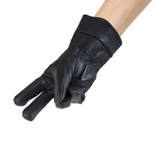 Men's Real Leather Winter Gloves - Sheep Leather Black Biker Gloves - Moto Stylish Gloves