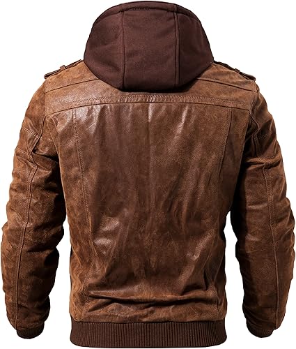 Men's Luxury Leather Jacket with Detachable Hood - 100% Genuine Leather, Versatile Style, Perfect for Riding and Everyday Wear